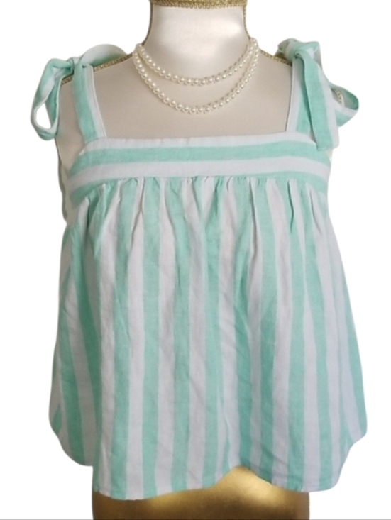 Stoney Clover Lane Tops - Stoney Clover Lane x Target Mint Green White Striped Linen Blend Crop Tank Top